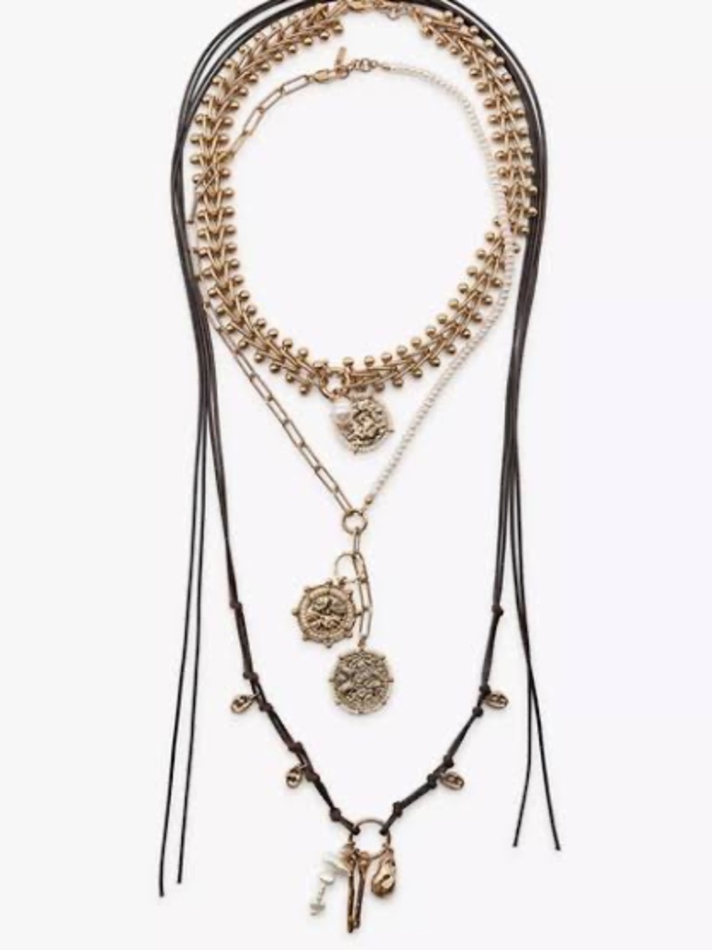 NWT Zara 3-Pack Chain Cord Charm Necklace